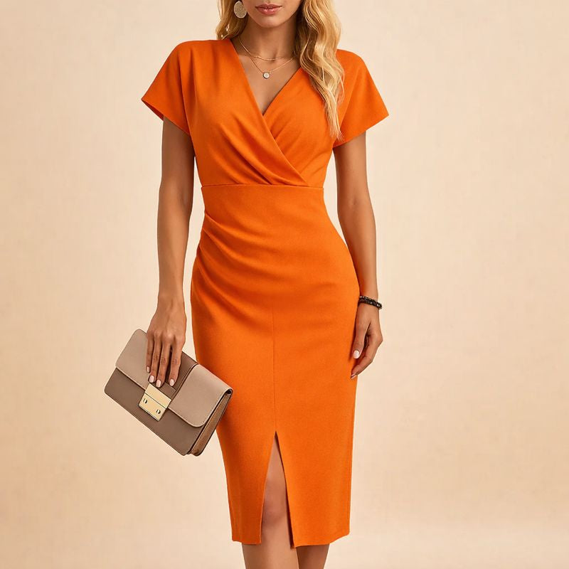 orange midi dress with slit Celine™