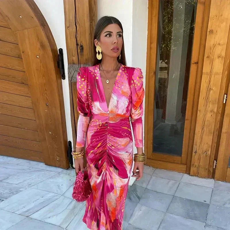 emilia pink dress Halter Venezia Cowl Neck, Emilia Maxi Dress in Pink, Size XS, For Vacation