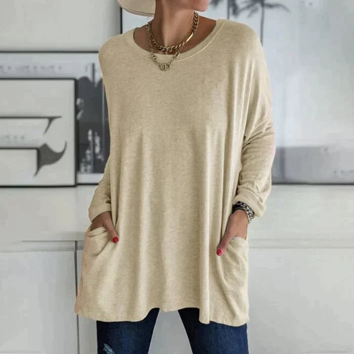 Daliah | Women's Oversized Long Sleeve Tunic Top with Pockets