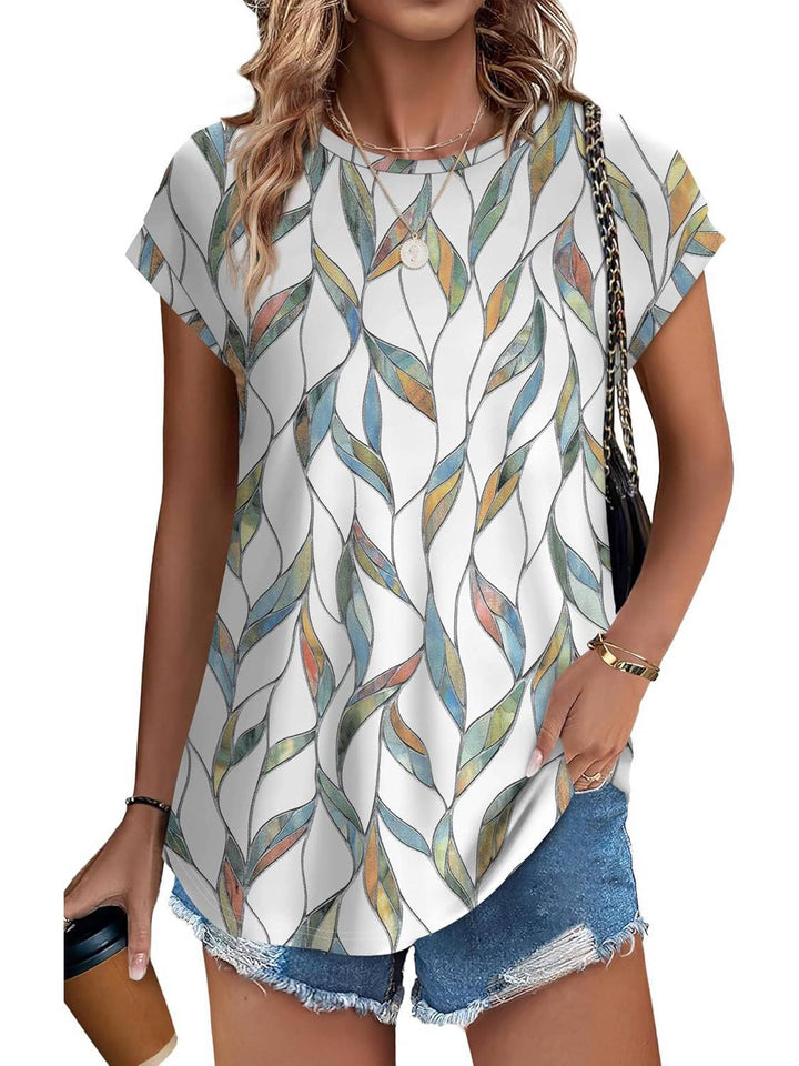 Zara | Women's Printed Short Sleeve Blouse Floral Casual Top