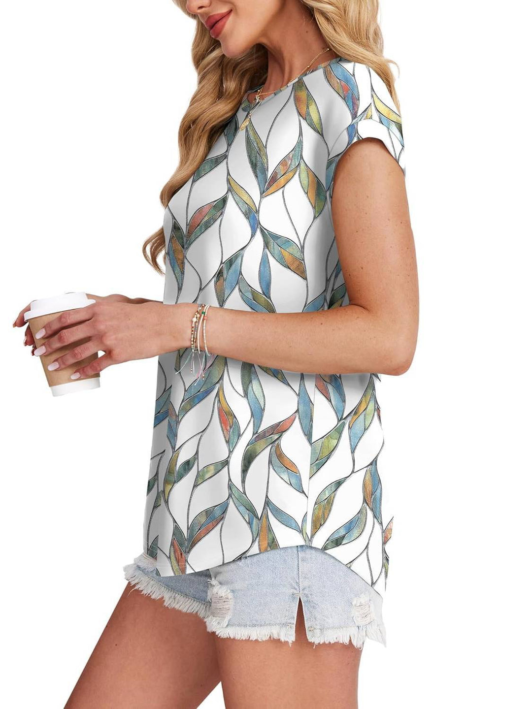Zara | Women's Printed Short Sleeve Blouse Floral Casual Top