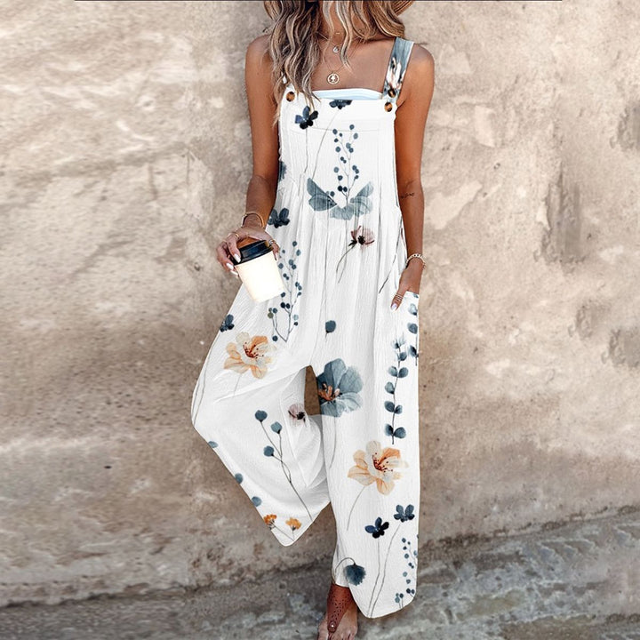 Indira | Women's Floral Print Wide-Leg Jumpsuit Sleeveless Boho Playsuit