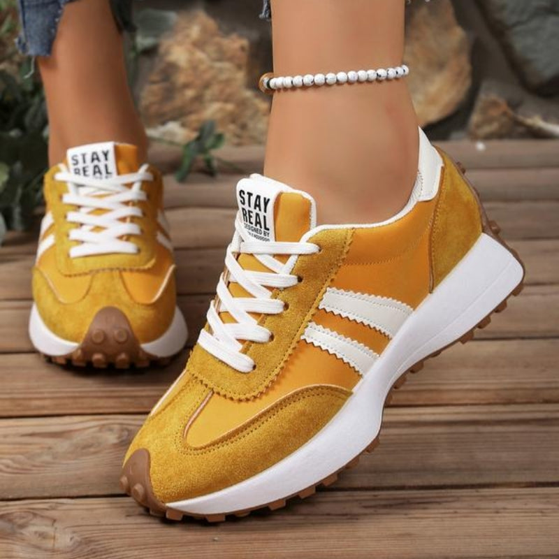 Riley | Women's Retro Platform Sneakers Lace-Up Casual Trainers