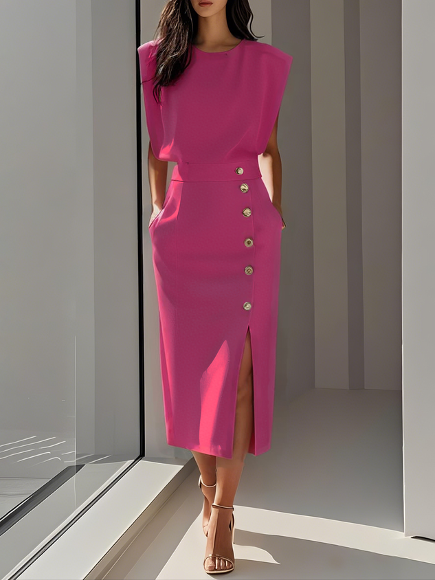 Nina™ | Midi Dress with Side Slit