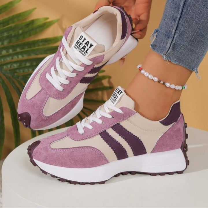 Riley | Women's Retro Platform Sneakers Lace-Up Casual Trainers