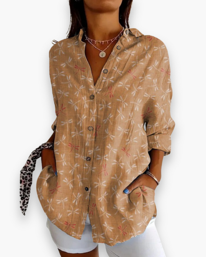 Nova | Women's Printed Long Sleeve Button Up Shirt