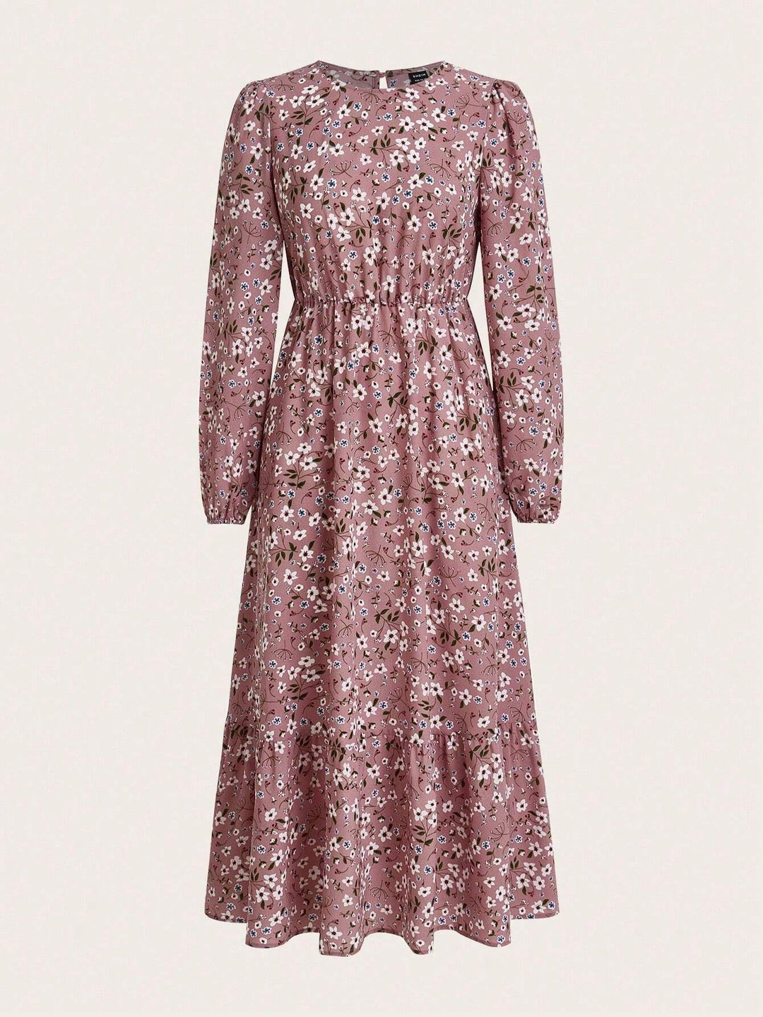 Blossom | Women's Floral Maxi Dress Long Sleeve Round Neck