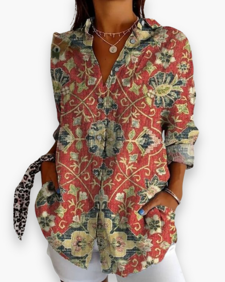 Nova | Women's Printed Long Sleeve Button Up Shirt