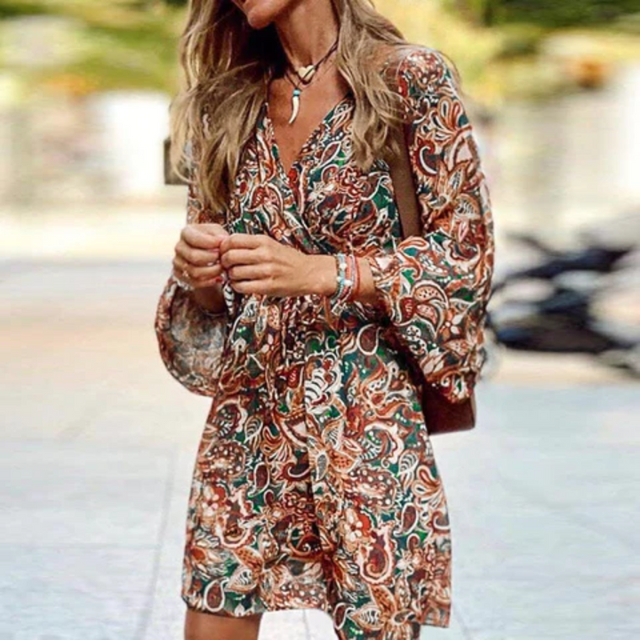 Aqua | Boho Floral Wrap Dress
