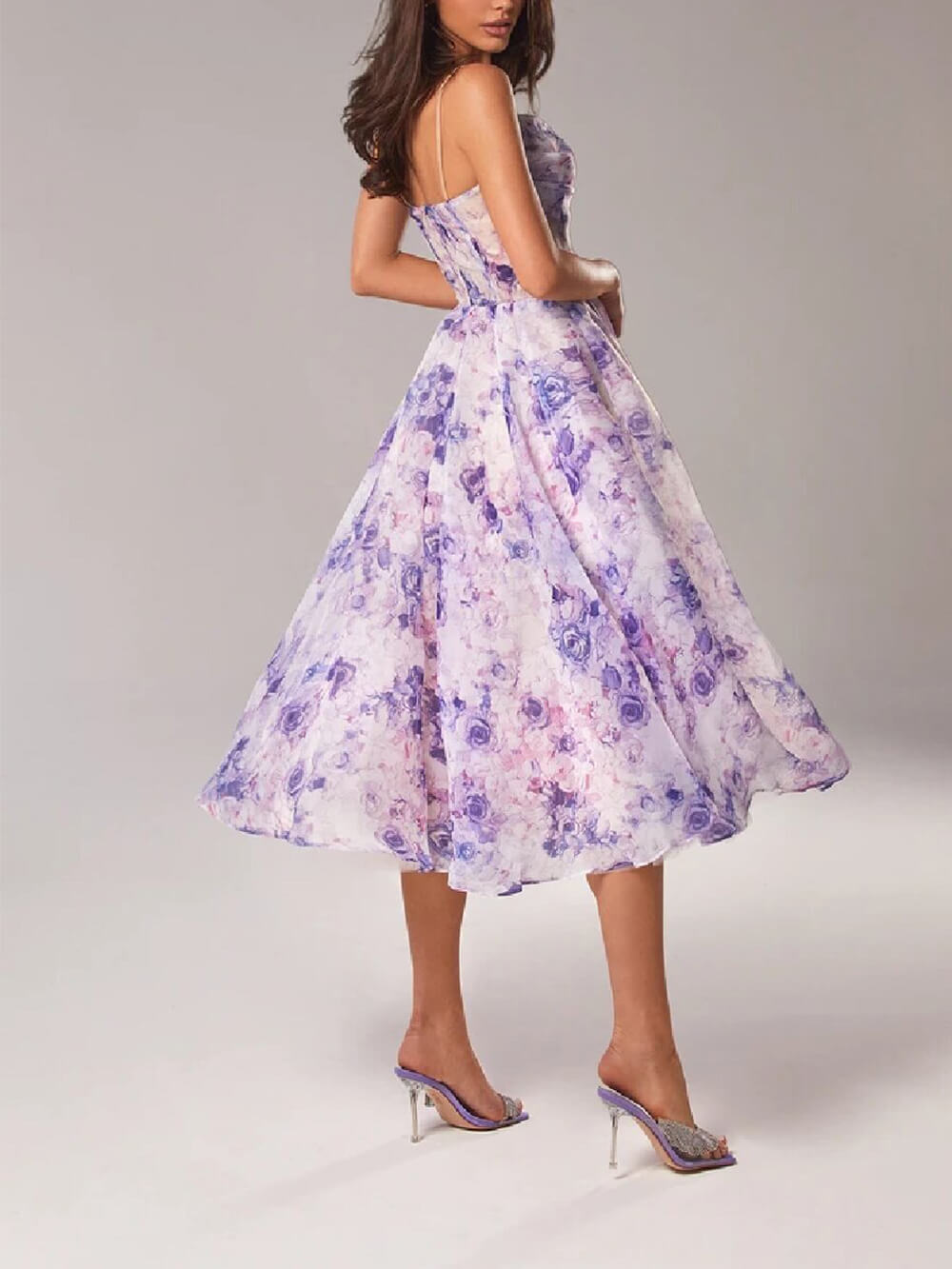 Eloise | Women's Floral Spaghetti Strap Swing Midi Dress