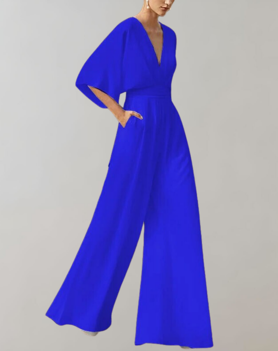 Serafina | Women's V-Neck Wide-Leg Jumpsuit Kimono Sleeve Formal Playsuit