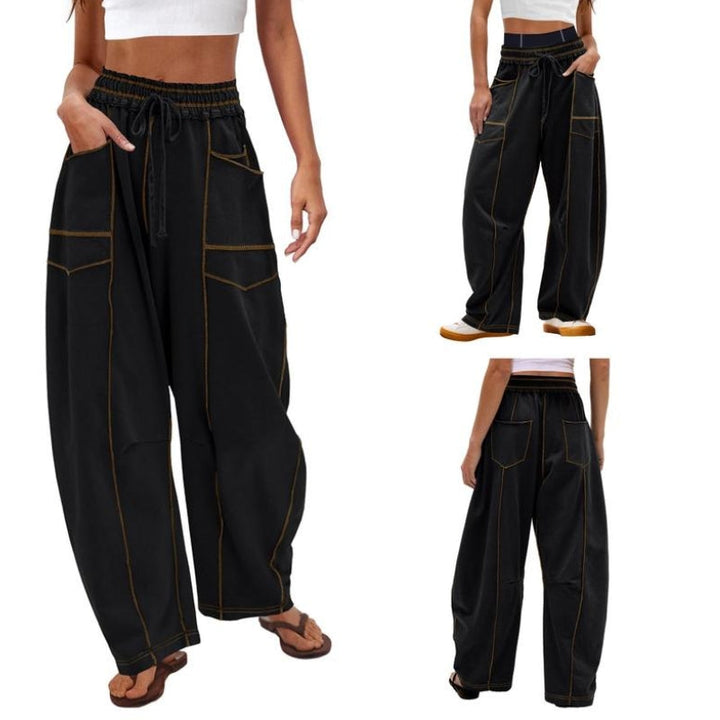 Vera | Women's Wide-Leg Cargo Pants High-Rise Drawstring Trousers