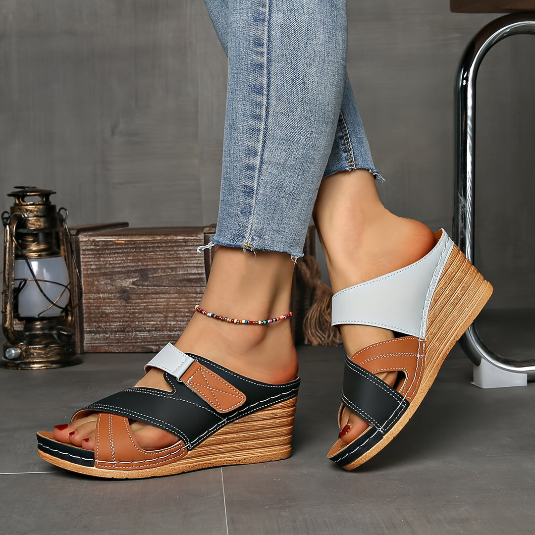 Marina™ | Colorblock Wedge Slides - Comfortable Sandals