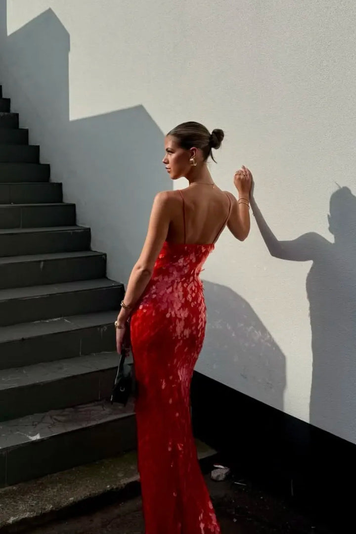 Kalea™ | Glitter Sequins Backless Strap Dress