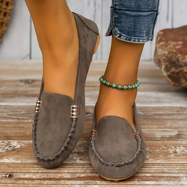 Ruby | Women's Flat Slip-On Loafers with Buckle Detail