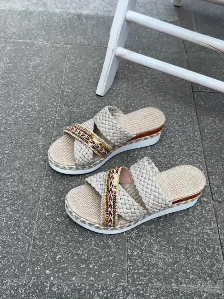 New Summer Women'S Collection, Stylish Woven Rope Sandals