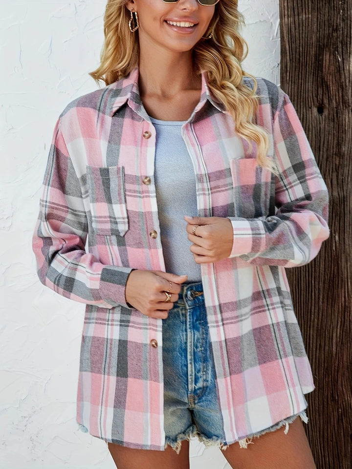 Sadie | Women's Plaid Flannel Long Sleeve Button Up Shirt