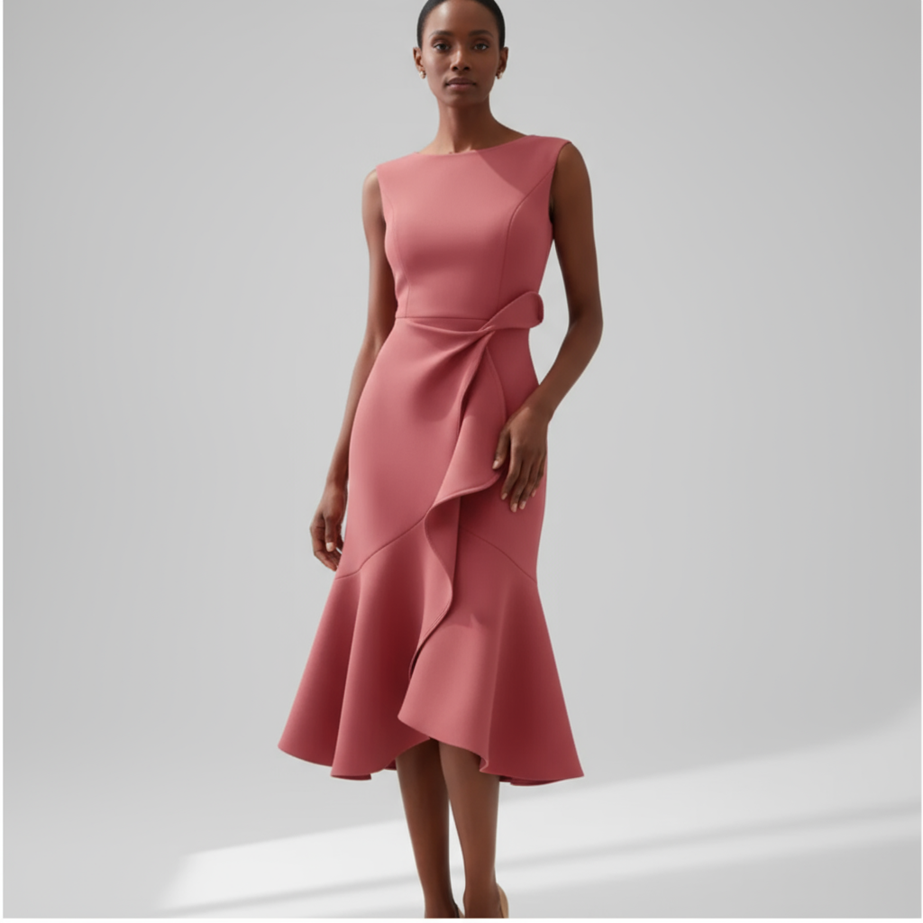 Sheila™ | Draped Asymmetric Midi Dress