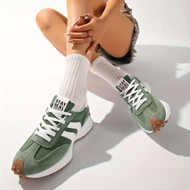 Riley | Women's Retro Platform Sneakers Lace-Up Casual Trainers