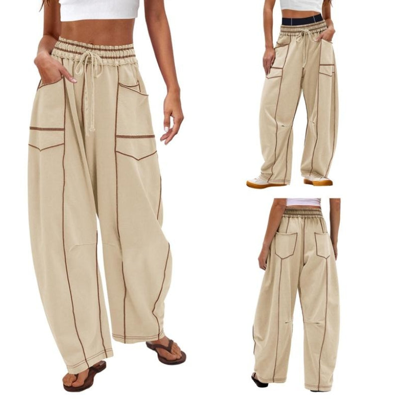 Vera | Women's Wide-Leg Cargo Pants High-Rise Drawstring Trousers