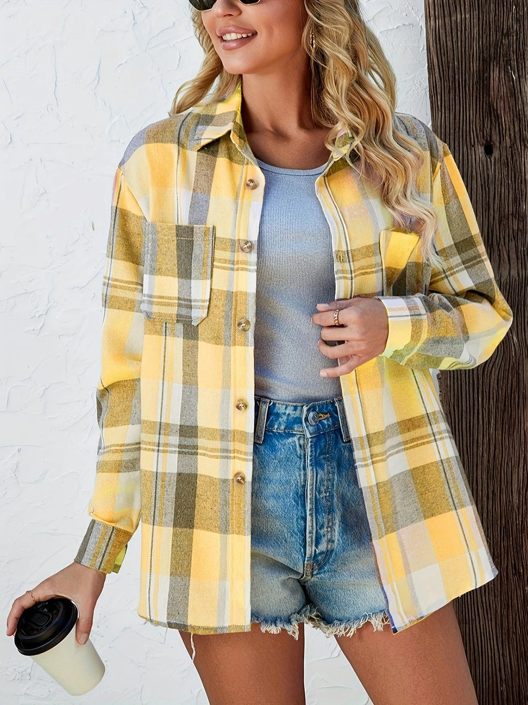 Sadie | Women's Plaid Flannel Long Sleeve Button Up Shirt