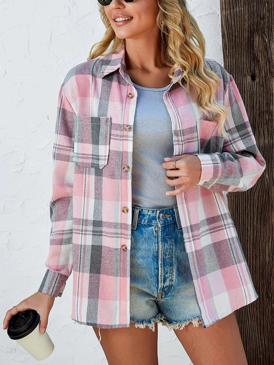 Sadie | Women's Plaid Flannel Long Sleeve Button Up Shirt