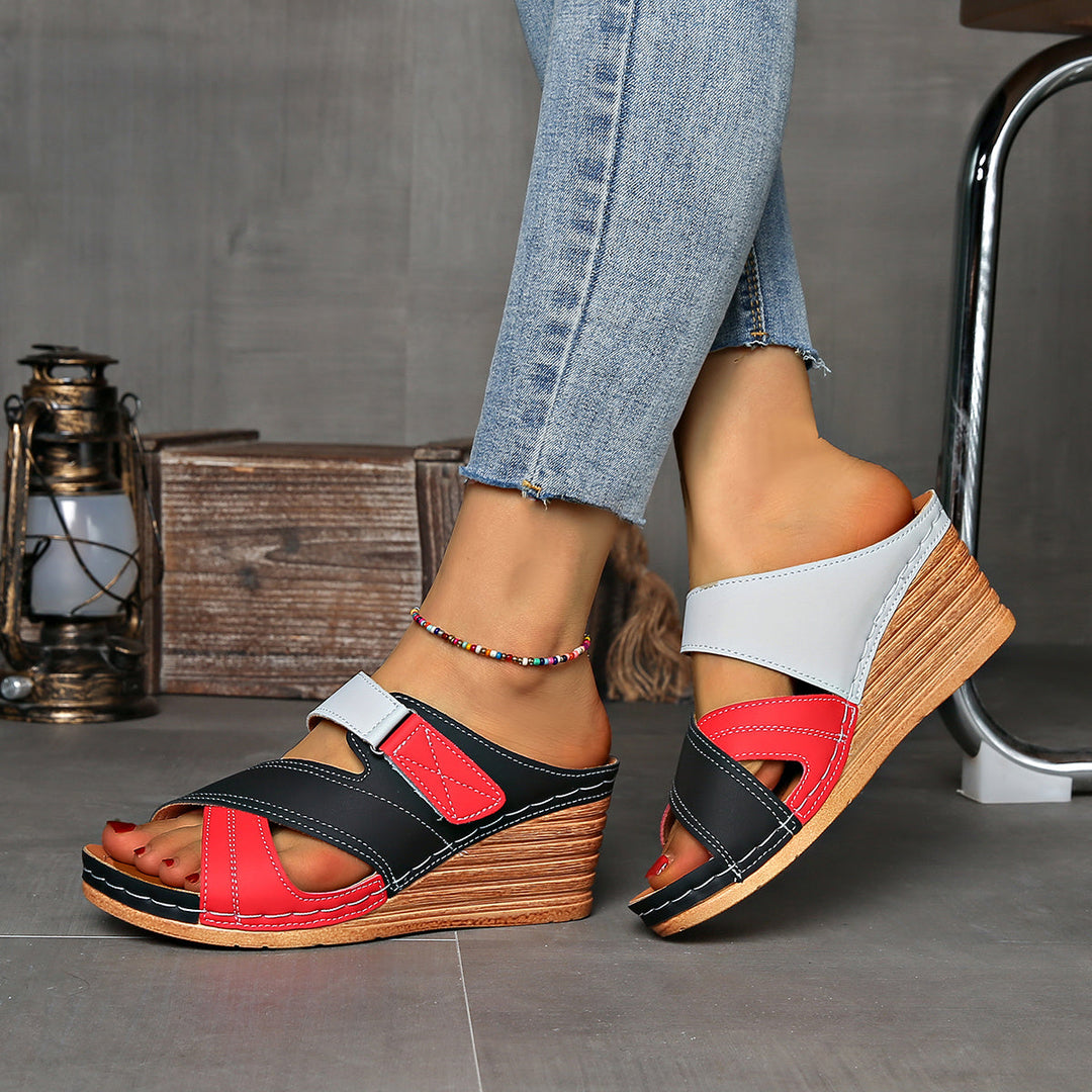 Marina™ | Colorblock Wedge Slides - Comfortable Sandals