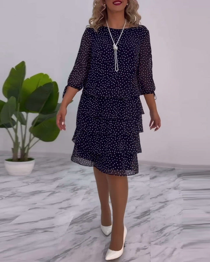 Sophia | Women's Tiered Polka Dot Dress with Split Sleeves