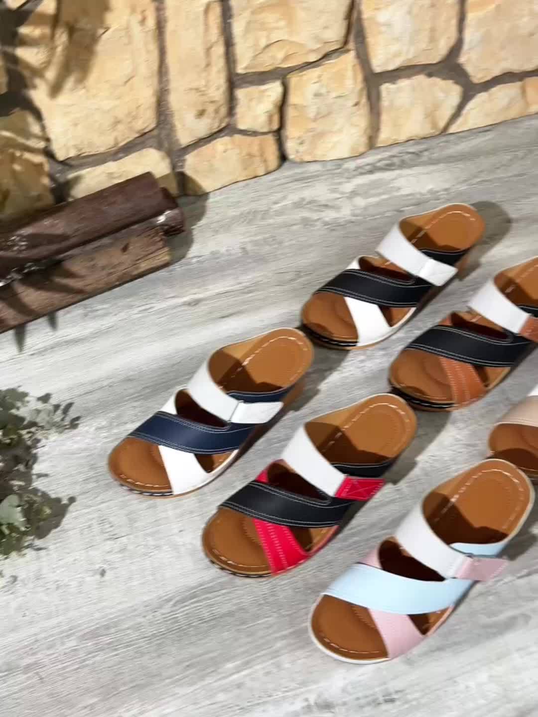Marina™ | Colorblock Wedge Slides - Comfortable Sandals