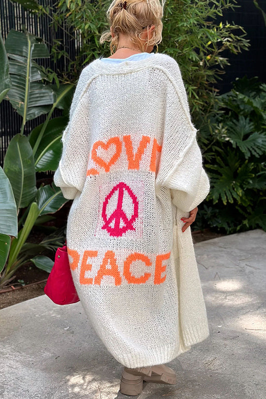 Sunny | Women's Oversized Longline Knit Cardigan Graphic Open Front