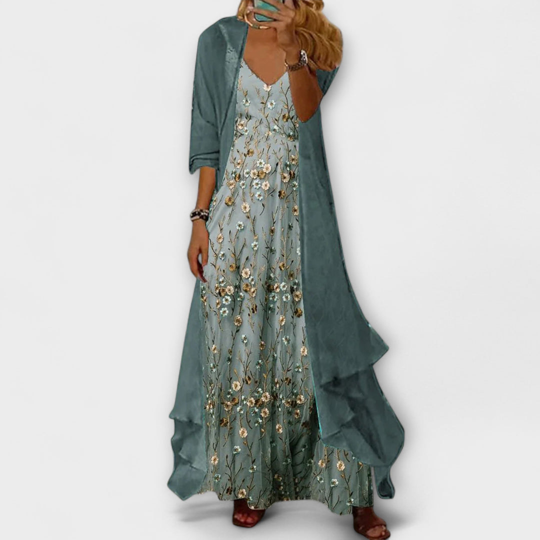 Aria | Women's Floral Maxi Dress Two-Piece Set