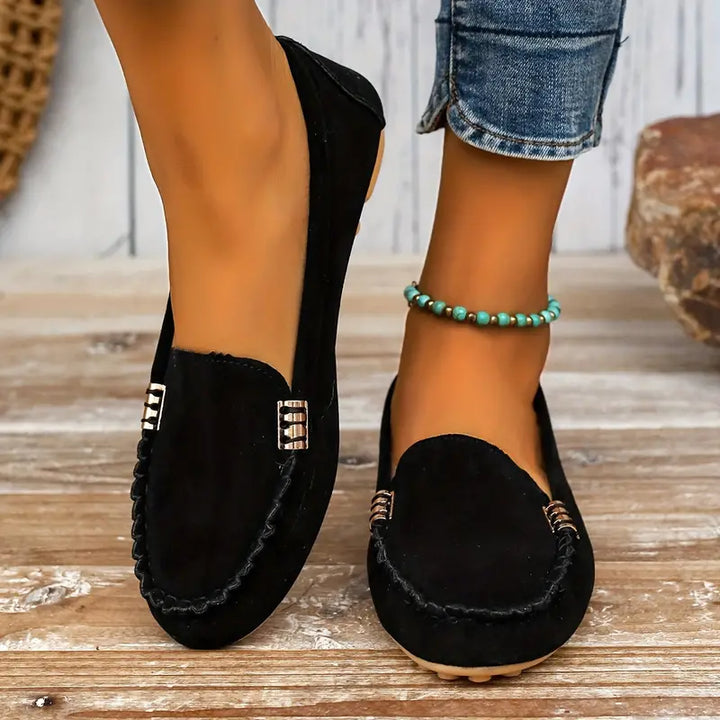 Ruby | Women's Flat Slip-On Loafers with Buckle Detail