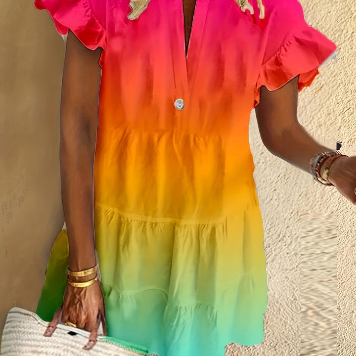 Oriana™ | Effortless Elegance Rainbow Color Dress