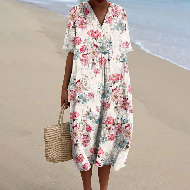 Addison™ | Vintage-Inspired Floral Linen Dress