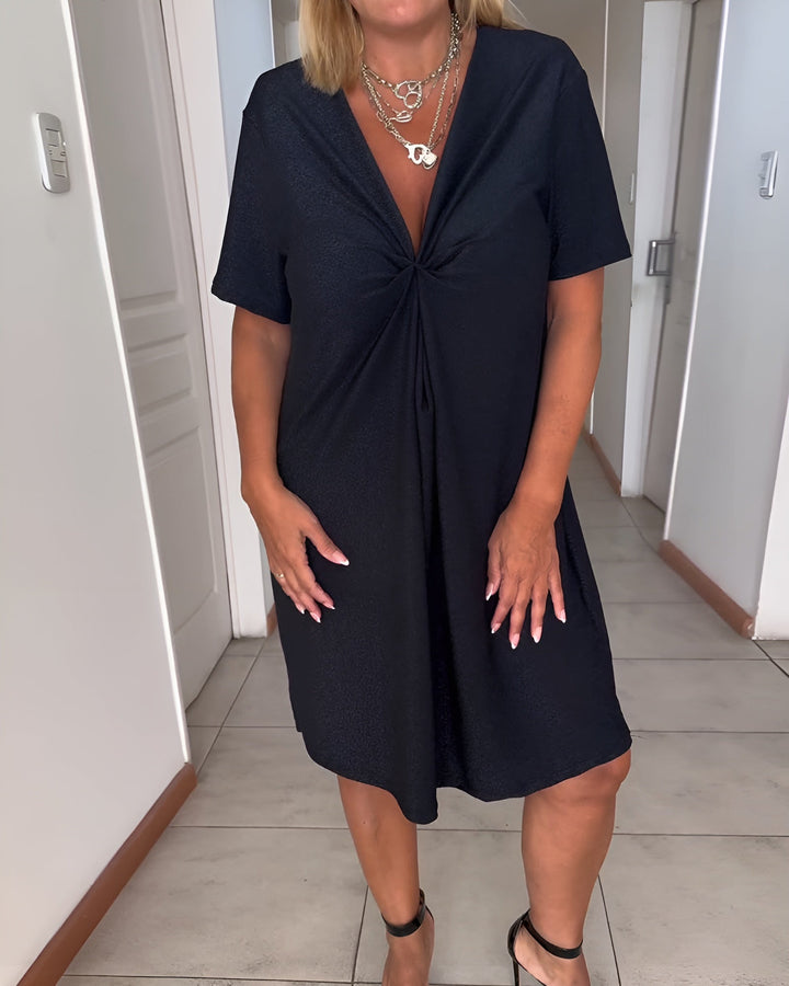 Laurence™ | Elegant Ruched Dress with V-Neck