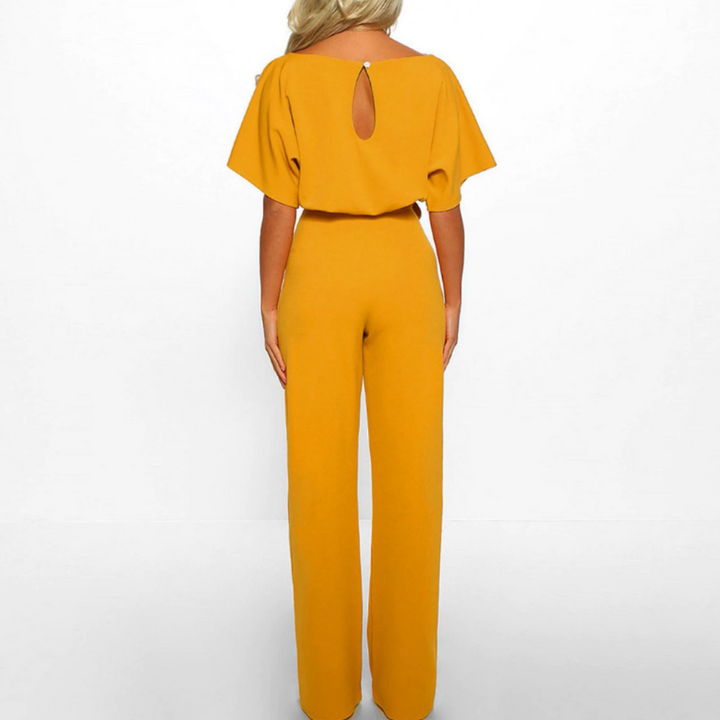 Nadia | Women's Wide-Leg Jumpsuit with Flutter Sleeves & Tie Waist