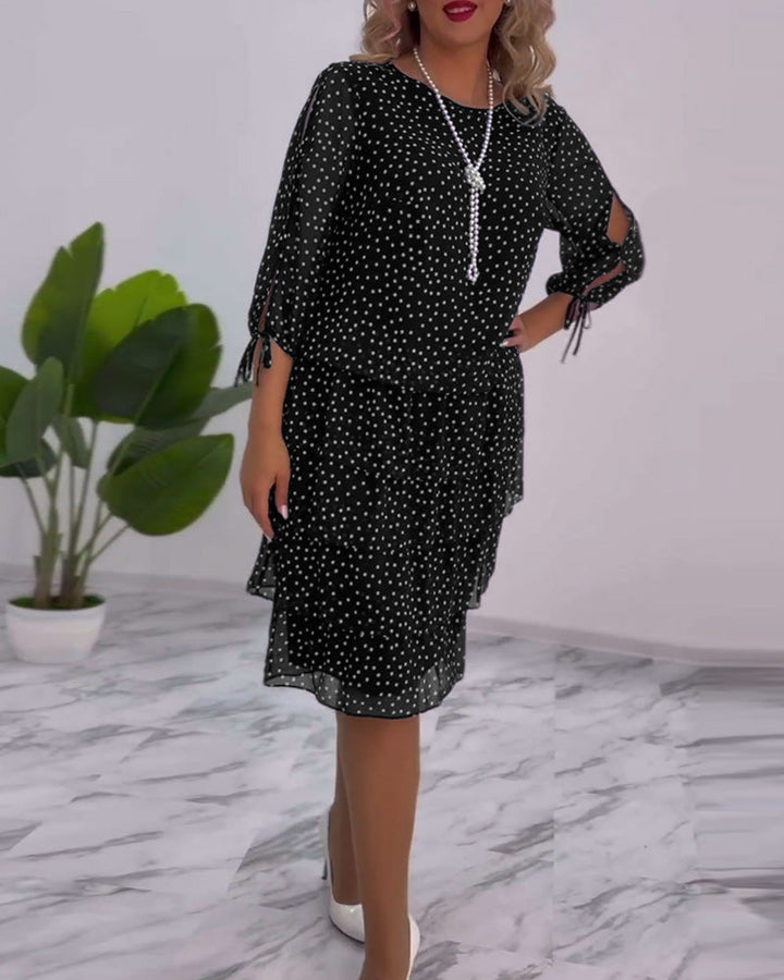 Sophia | Women's Tiered Polka Dot Dress with Split Sleeves