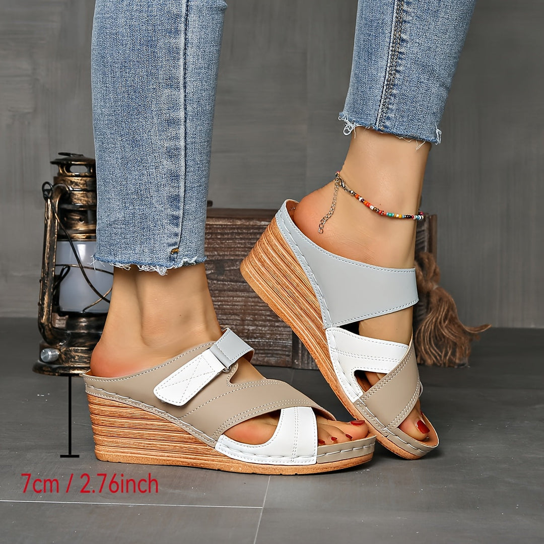 Marina™ | Colorblock Wedge Slides - Comfortable Sandals