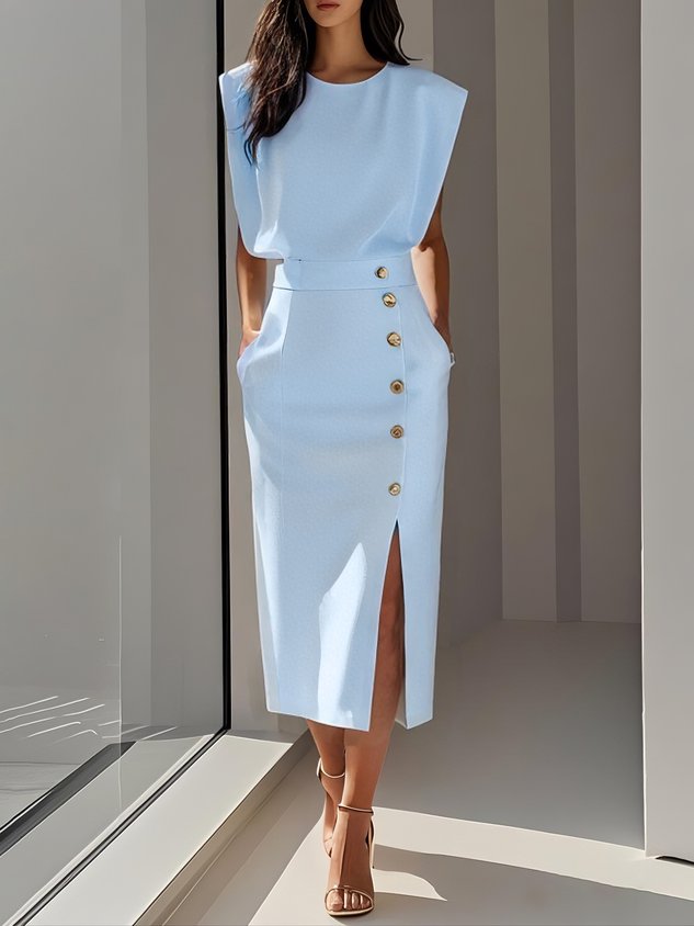Nina™ | Midi Dress with Side Slit