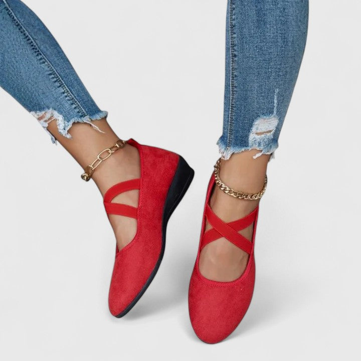 Stella | Women's Cross-Strap Ballet Flats