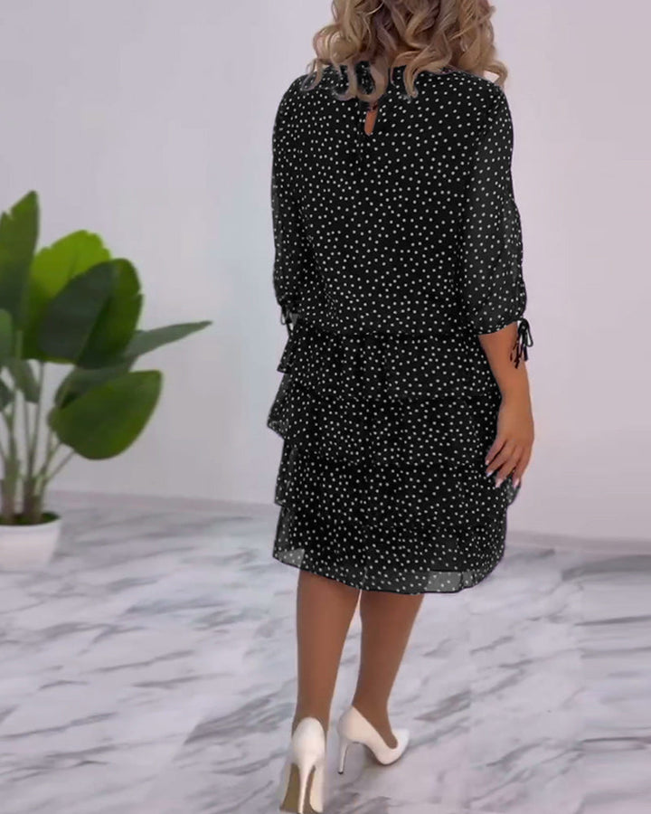 Sophia | Women's Tiered Polka Dot Dress with Split Sleeves