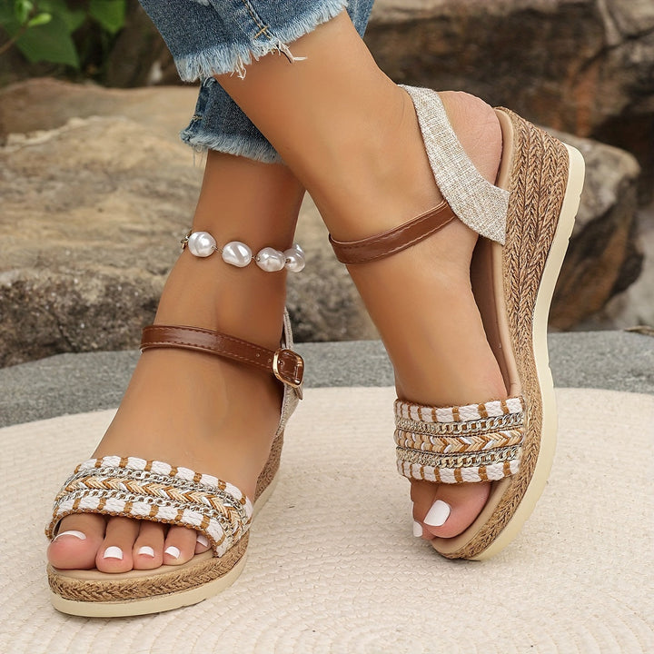 Amara™ | Boho Woven Wedge Sandals