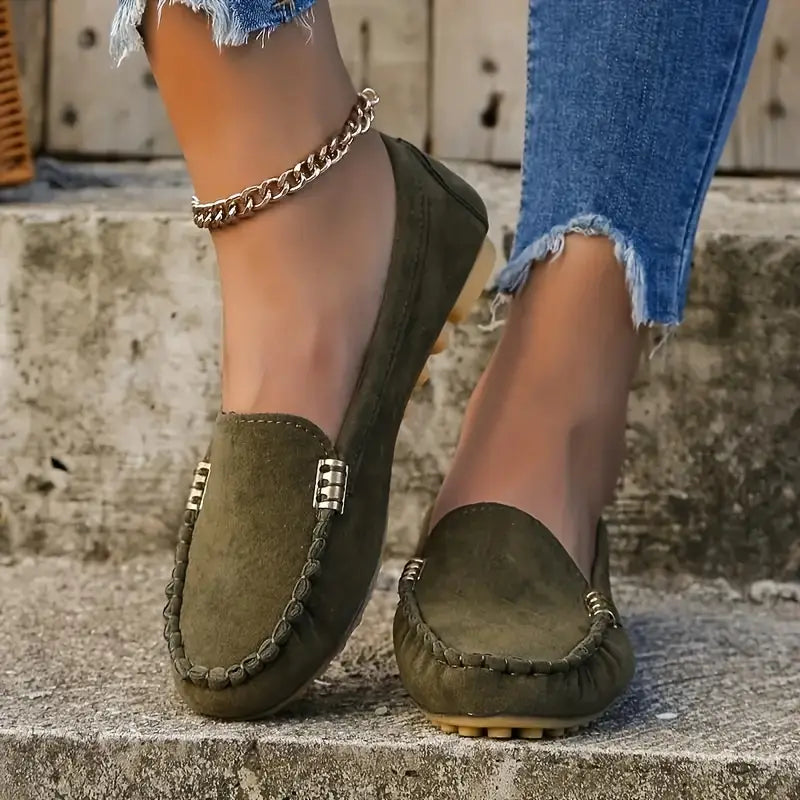 Ruby | Women's Flat Slip-On Loafers with Buckle Detail