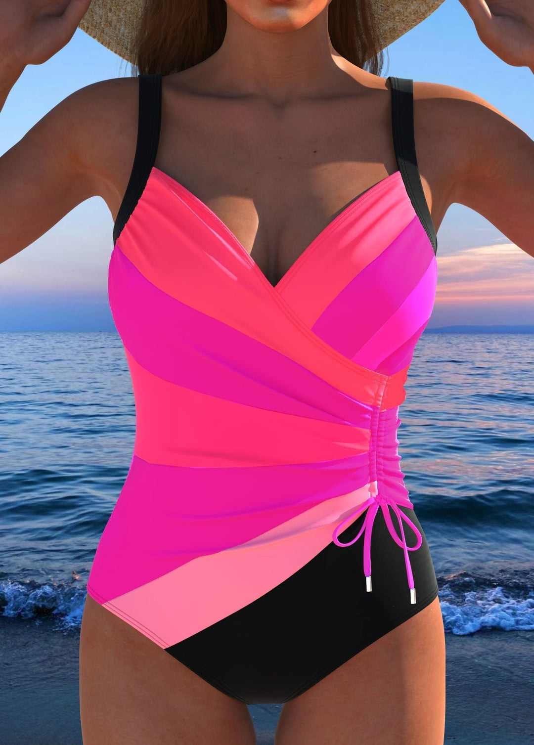 Susan | Luxe Surplice Swimsuit with Colorful Print