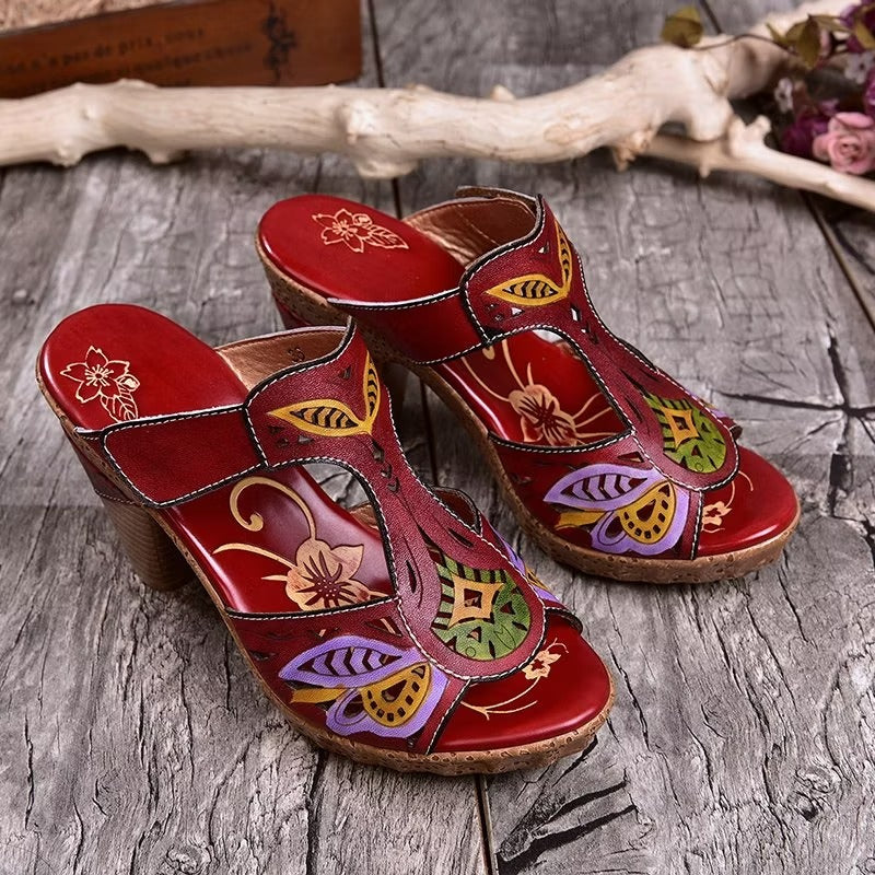 Ariana | Heel Sandal With Folwer Print