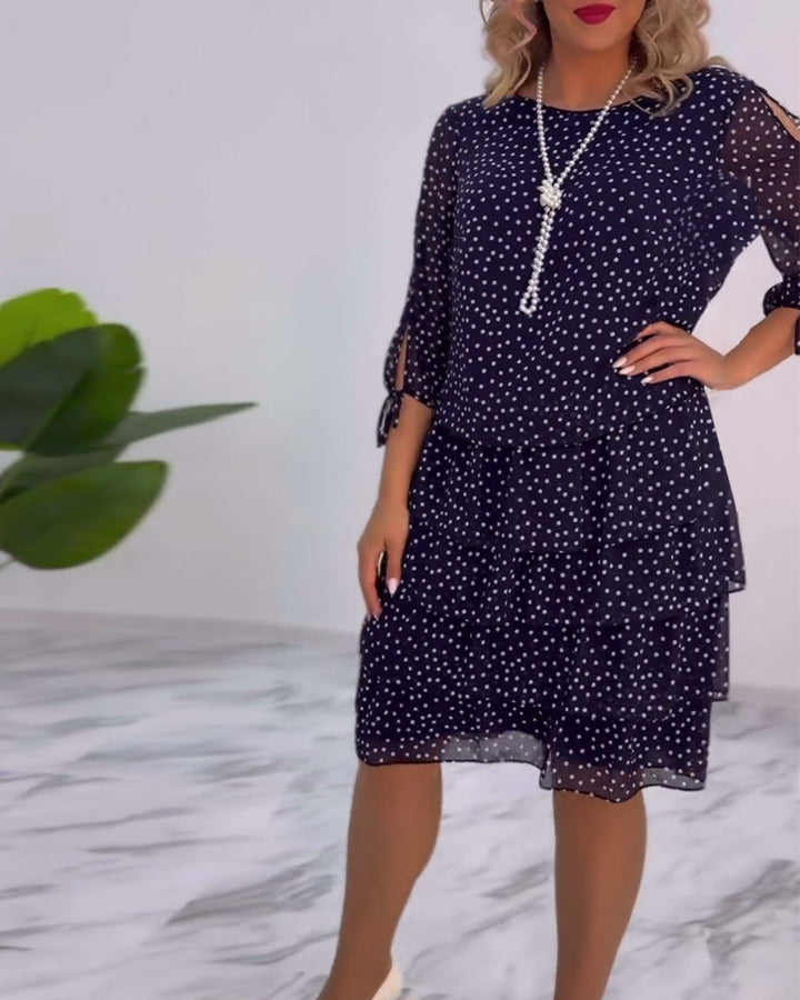 Sophia | Women's Tiered Polka Dot Dress with Split Sleeves