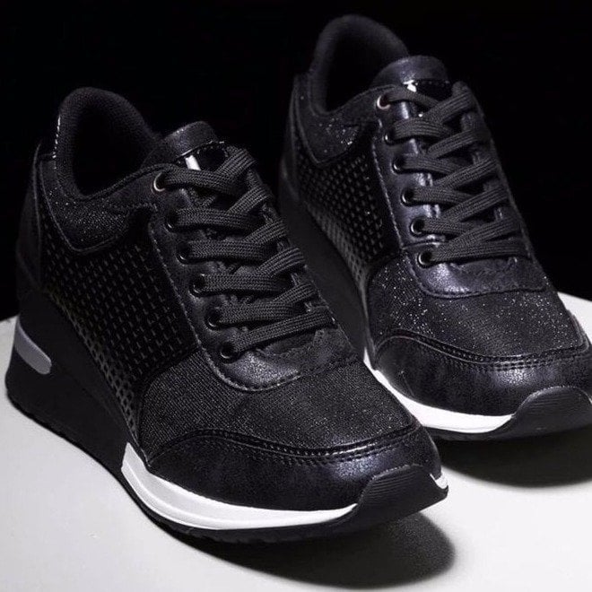 Lexi | Women's Wedge Heel Lace-Up Trainers with Perforated Detail