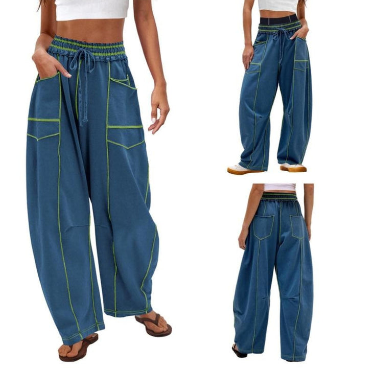 Vera | Women's Wide-Leg Cargo Pants High-Rise Drawstring Trousers