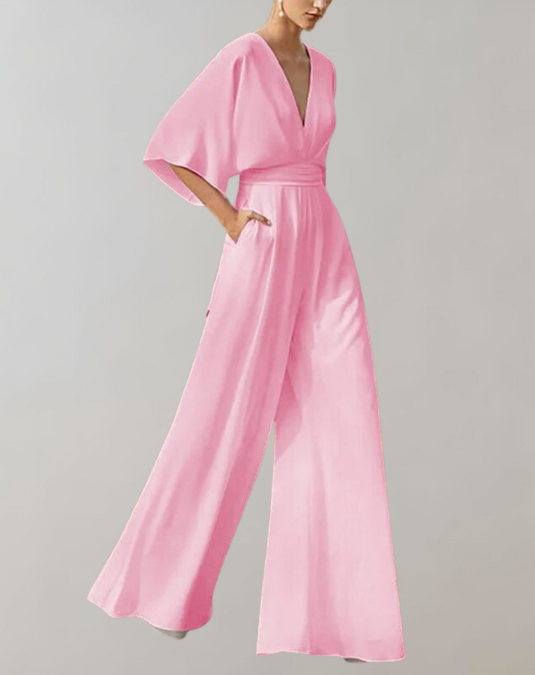 Serafina | Women's V-Neck Wide-Leg Jumpsuit Kimono Sleeve Formal Playsuit