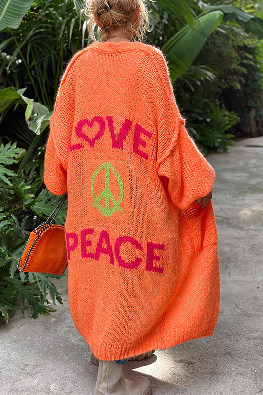 Sunny | Women's Oversized Longline Knit Cardigan Graphic Open Front